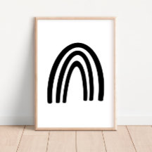 ブラック/ホワイトレインボー子供部屋デコールポスター
