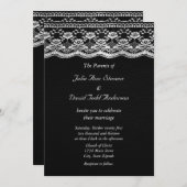 ブラック&ホワイトレザー&レース結婚ズ 招待状 (正面/裏面)