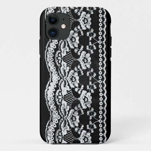 ブラック&ホワイトレザー&レース Case-Mate iPhoneケース (裏面)