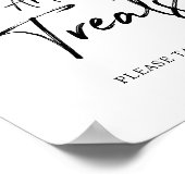 ブラック&ホワイトレタリングスイーツ&トリートパーティーサイン ポスター (角)