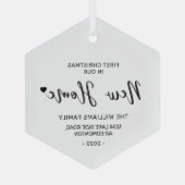 ブラック&ホワイトレタリングニューホームアドレスクリスマス ガラスオーナメント (裏面)