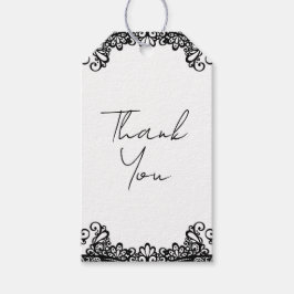 ブラック&ホワイトレースエレガントな結婚式 ギフトタグ