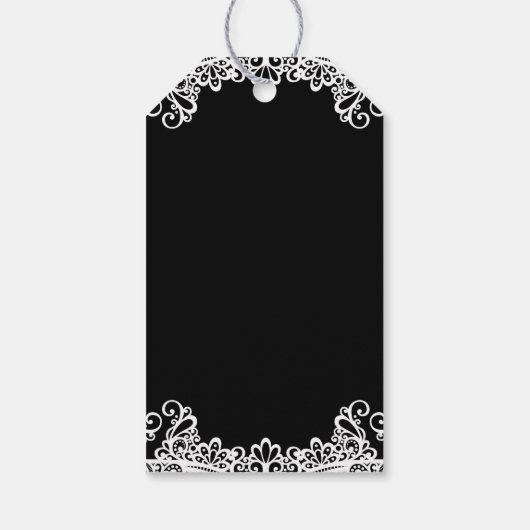 ブラック&ホワイトレースエレガントな結婚式 ギフトタグ (裏面)