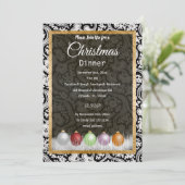 ブラック&ホワイトレースクリスマス 招待状 (スタンド正面)