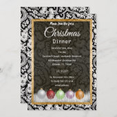 ブラック&ホワイトレースクリスマス 招待状 (正面/裏面)