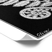 ブラック&ホワイトレースファーンヴィンテージポスターアートプリント ポスター (角)