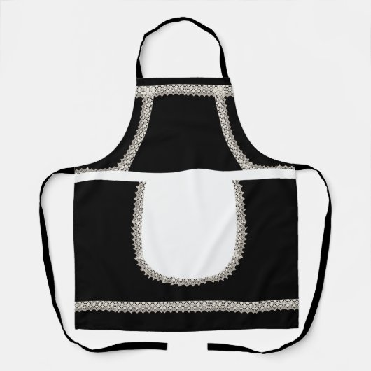 ブラック |ホワイトレースフランスのメイドの衣装 エプロン (正面)