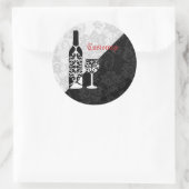 ブラック&ホワイトレースワインボトルシール ラウンドシール (バッグ)