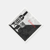 ブラック&ホワイトレースワインボトルナプキンス スタンダードカクテルナプキン (角)