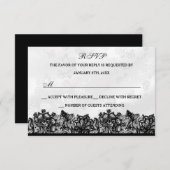 ブラック&ホワイトレースRSVP 出欠カード (正面/裏面)