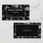 ブラック&ホワイトロックギターミュージシャン名刺 名刺 (正面/裏面)