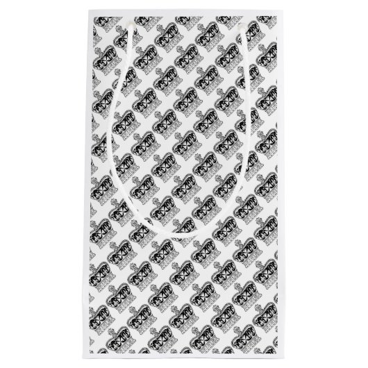 ブラック&ホワイトロンドンテーマ王室のクラウン抱き枕 スモールペーパーバッグ (正面)