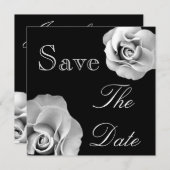 ブラック&ホワイトローズウエディングセーブザデート招待状 セーブザデート (正面/裏面)