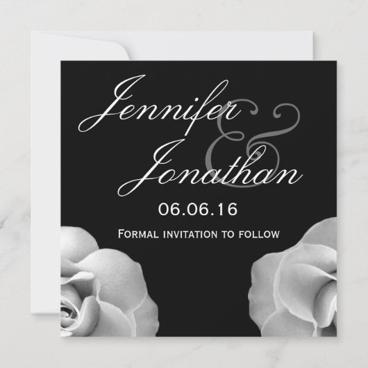 ブラック&ホワイトローズウエディングセーブザデート招待状 セーブザデート (裏面)