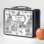 ブラック&ホワイトローズパターンメタル弁当箱 メタルランチボックス (インサイチュ)