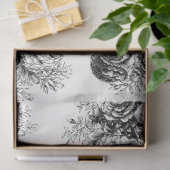 ブラック&ホワイトローズフローラデクページ紙 薄葉紙 (ギフト)