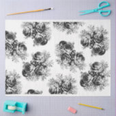 ブラック&ホワイトローズフローラデクページ紙 薄葉紙 (クラフト)