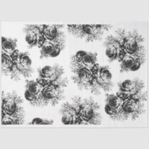 ブラック&ホワイトローズフローラデクページ紙