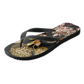 ブラック&ホワイトローズ金ゴールド植物性フローラトイル ビーチサンダル (アングル)