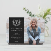 ブラック+ホワイトローレルリースメディカル学位フォト 案内状 (スタンド正面)