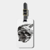 ブラック&ホワイトワイルドウルフトラベルバッグラゲッジタグ ラゲッジタグ (正面縦)