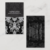 ブラック&ホワイトヴィンテージバロックスタイルデザイン 名刺 (正面/裏面)