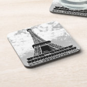 ブラック&ホワイトヴィンテージパリエッフェルタワー コースター (左側)