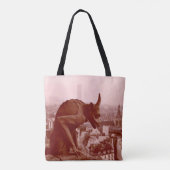 ブラック&ホワイトヴィンテージパリフォトガルゴイルトート トートバッグ (裏面)