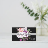 ブラック&ホワイトヴィンテージフローラシックブティックQRコード 名刺 (スタンド正面)