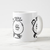 ブラック/ホワイトヴィンテージマネーバッグ専門マグカップ ジャンボコーヒーマグカップ (正面右)