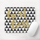 ブラック&ホワイト三角形ガールボスフェイク金ゴールド事務所 マウスパッド (マウス)
