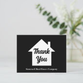 ブラック・ホワイト不動産会社 カスタム感謝メッセージ ポストカード (スタンド正面)