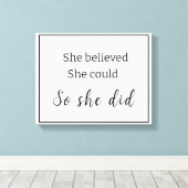 ブラック&ホワイト信じ彼女は... キャンバスプリント (インサイチュ (ウッドフロア))