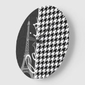 ブラック&ホワイト千鳥格子の;パリ ラージ壁時計 (傾斜)