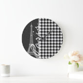 ブラック&ホワイト千鳥格子の;パリ ラージ壁時計 (ホーム)