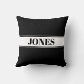 ブラック&ホワイト名前をカスタムするストライプ装飾用クッション クッション (裏面)