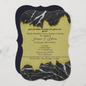 ブラック＆ホワイト大理石の結婚式招待状 RSVP (正面/裏面)