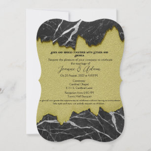ブラック&ホワイト大理石の結婚式招待状 RSVP