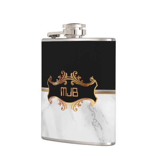 ブラック&ホワイト大理石を使用した高級金ゴールド フラスク (左)
