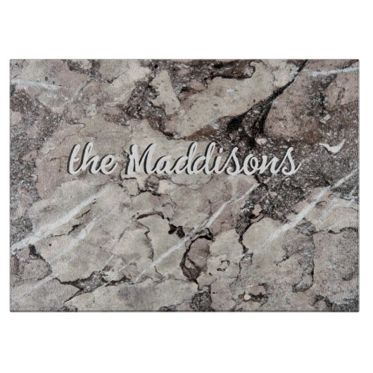 ブラック＆ホワイト大理石カッティングボード - 名入れ可能 カッティングボード (正面)