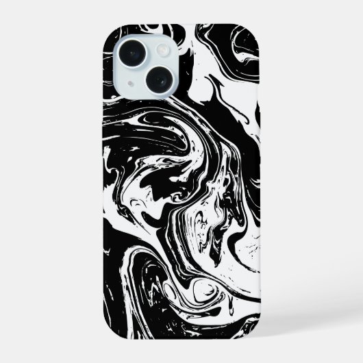 ブラック＆ホワイト大理石風iPhone 15 iPhone 15ケース (裏面)