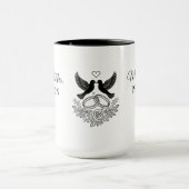 ブラック&ホワイト夫婦 結婚/記念日のプレゼント マグカップ (中央)