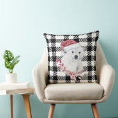 ブラック/ホワイト市松模様にクリスマス極熊の枕 クッション (椅子)