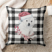 ブラック/ホワイト市松模様にクリスマス極熊の枕 クッション (ブランケット)