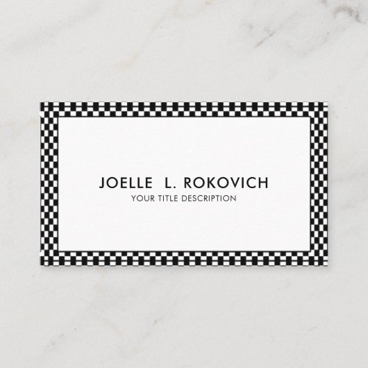 ブラック&ホワイト市松模様にフレーム汎用名刺 名刺 (正面)