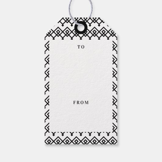 ブラック&ホワイト幾何エレガントメリークリスマス ギフトタグ (裏面)