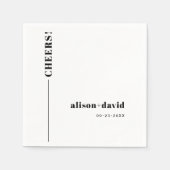 ブラック、ホワイト応援タイポグラフィミニマル結婚リスト スタンダードカクテルナプキン (正面)