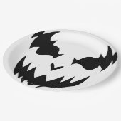 ブラック&ホワイト怖いカボチャ顔ハローウィンパーティ ペーパープレート (アングル)