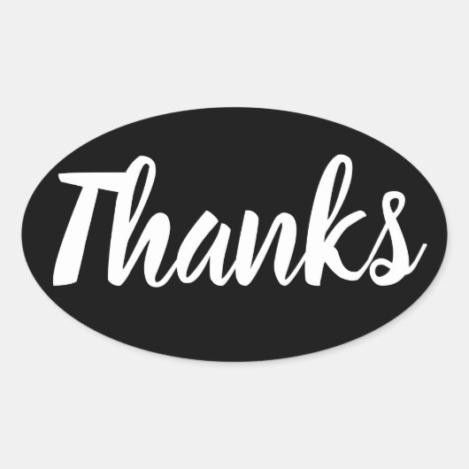 ブラック&ホワイト感謝していユーのビジネスシンプルステッカー 楕円形シール (正面)