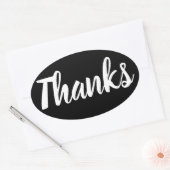 ブラック&ホワイト感謝していユーのビジネスシンプルステッカー 楕円形シール (封筒)